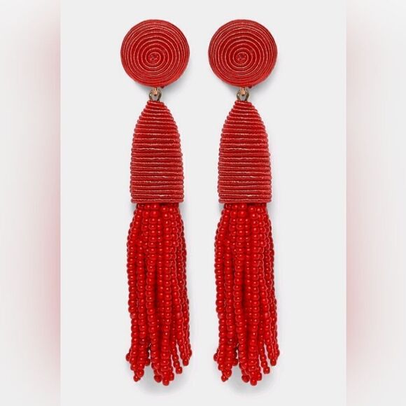 New limited-edition SUGARFIX by BaubleBar Threaded Tassel pink / red Earrings - Picture 11 of 12